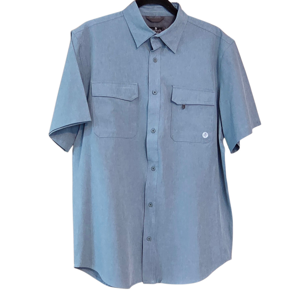 Flatwood Threads Fishing Camp Shirt, Vented Back, Hidden Collar Buttons sz M